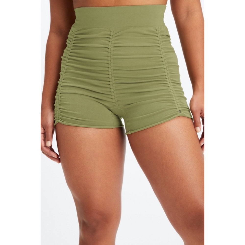 Fabletics Anya Long Sleeve High Wasted Olive Seamless Ruched Set - Picture 3 of 5